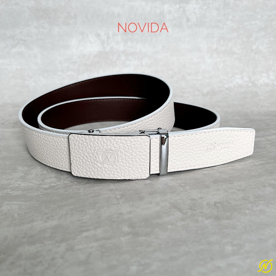 Thắt Lưng Da Bò Trắng Novida-TL0051